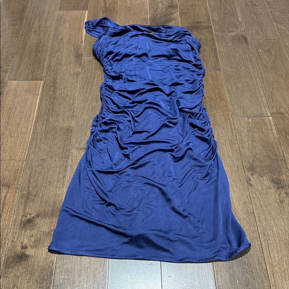 Black Halo One-Shoulder Navy Dress - Picture 3 of 4